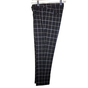 Amanda + Chelsea black plaid pants with tan and white stripes Size 8